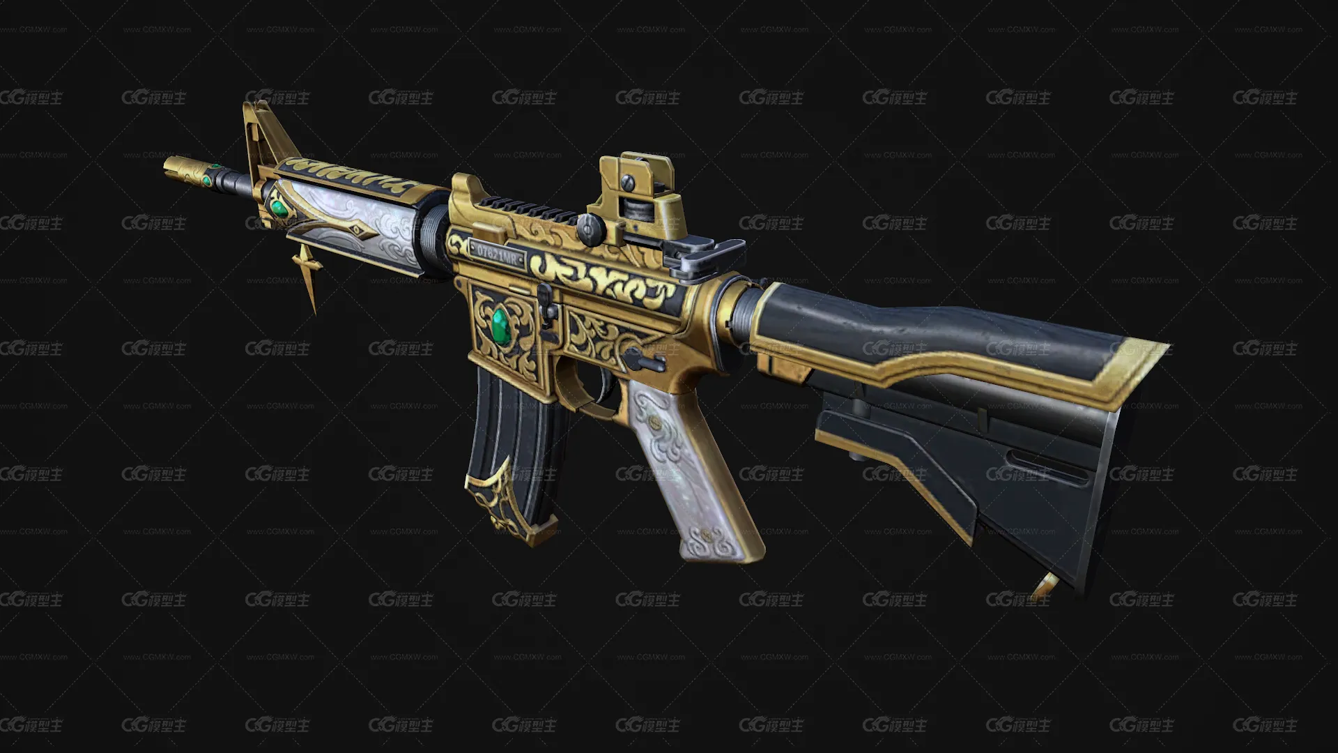 黄金M4战斗步枪 卡宾枪 突击步枪 M4半自动步枪 CSGO枪皮肤 吃鸡绝地求生 武器涂装 枪涂装 游戏武器-2