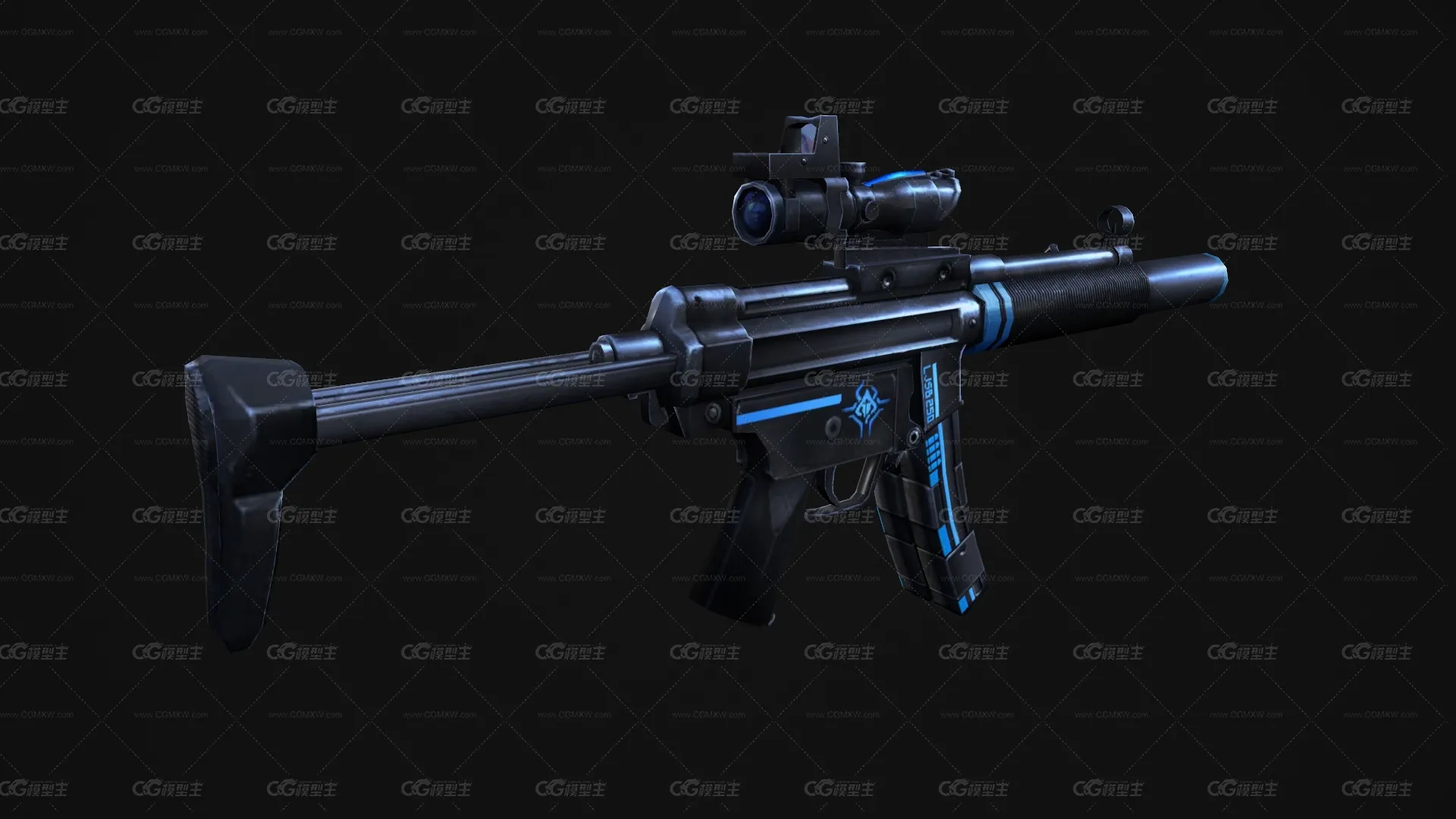 MP5冲锋枪 带瞄准镜自动步枪 CSGO枪皮肤 吃鸡绝地求生 武器涂装 枪涂装 游戏武器-3