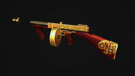 汤姆逊黄金冲锋枪 卡宾枪 突击步枪 CSGO枪皮肤 吃鸡绝地求生 武器涂装 枪涂装 游戏武器