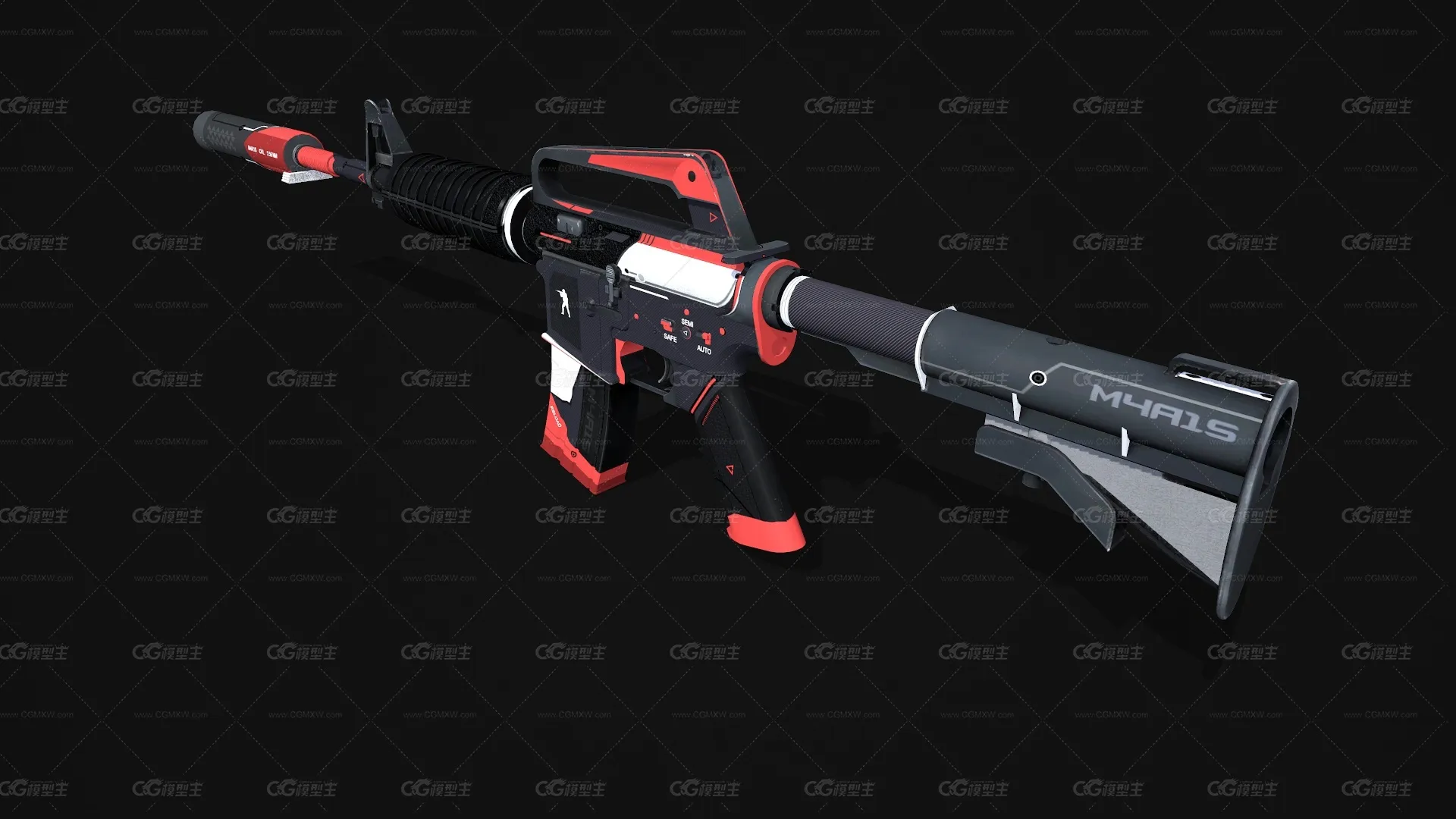 M4A1-S-Cyrex战斗步枪 卡宾枪 M4突击步枪 M4A1半自动步枪 CSGO枪皮肤 吃鸡绝地求生 武器涂装 枪涂装 游戏武器-2