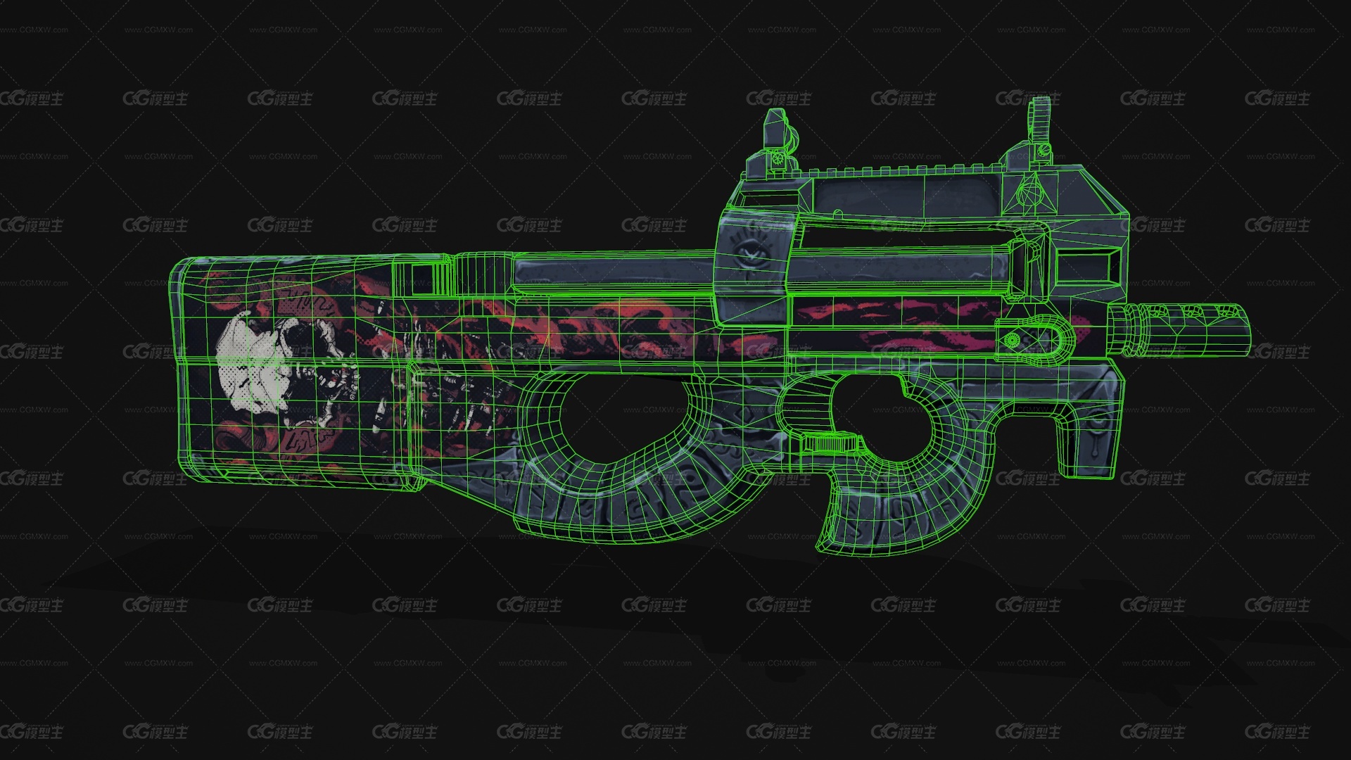 P90冲锋枪P90自动步枪P90突击步枪 CSGO枪皮肤 吃鸡绝地求生 武器涂装 枪涂装 游戏武器2-4