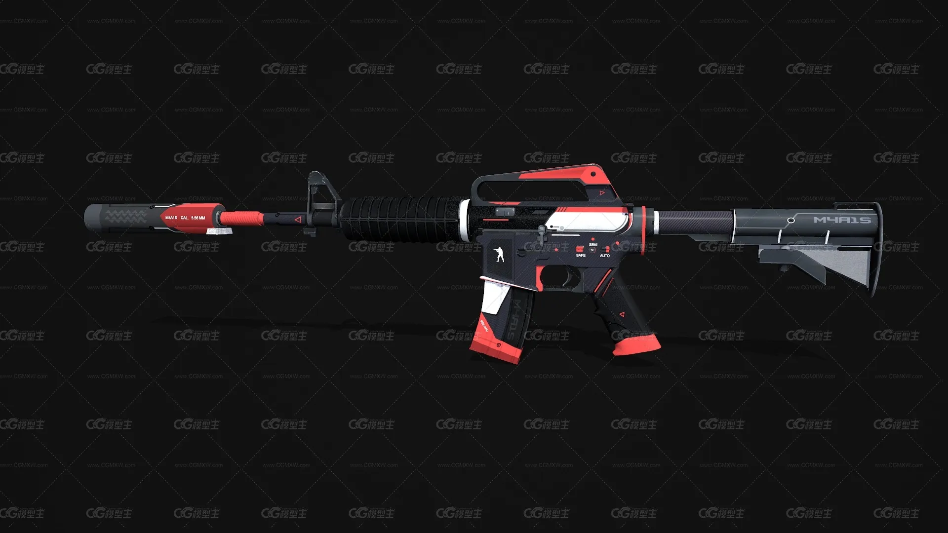 M4A1-S-Cyrex战斗步枪 卡宾枪 M4突击步枪 M4A1半自动步枪 CSGO枪皮肤 吃鸡绝地求生 武器涂装 枪涂装 游戏武器-1