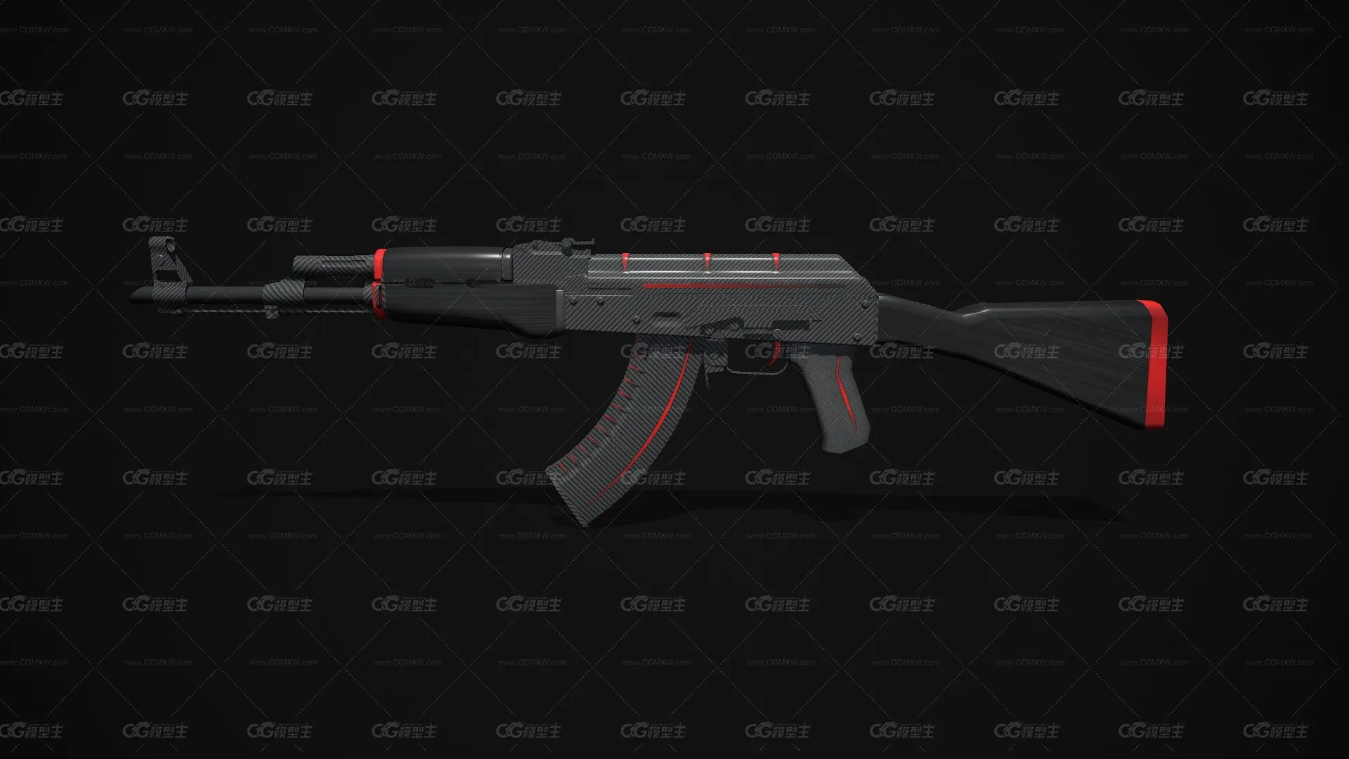 AK-47-红线战斗步枪 卡宾枪 突击步枪 AK47半自动步枪 CSGO枪皮肤 吃鸡绝地求生 武器涂装 枪涂装 游戏武器-1