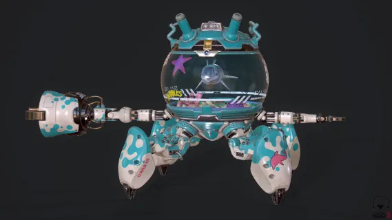 深海探测机器人 科幻海底机器人 赛博朋克鲨鱼馆