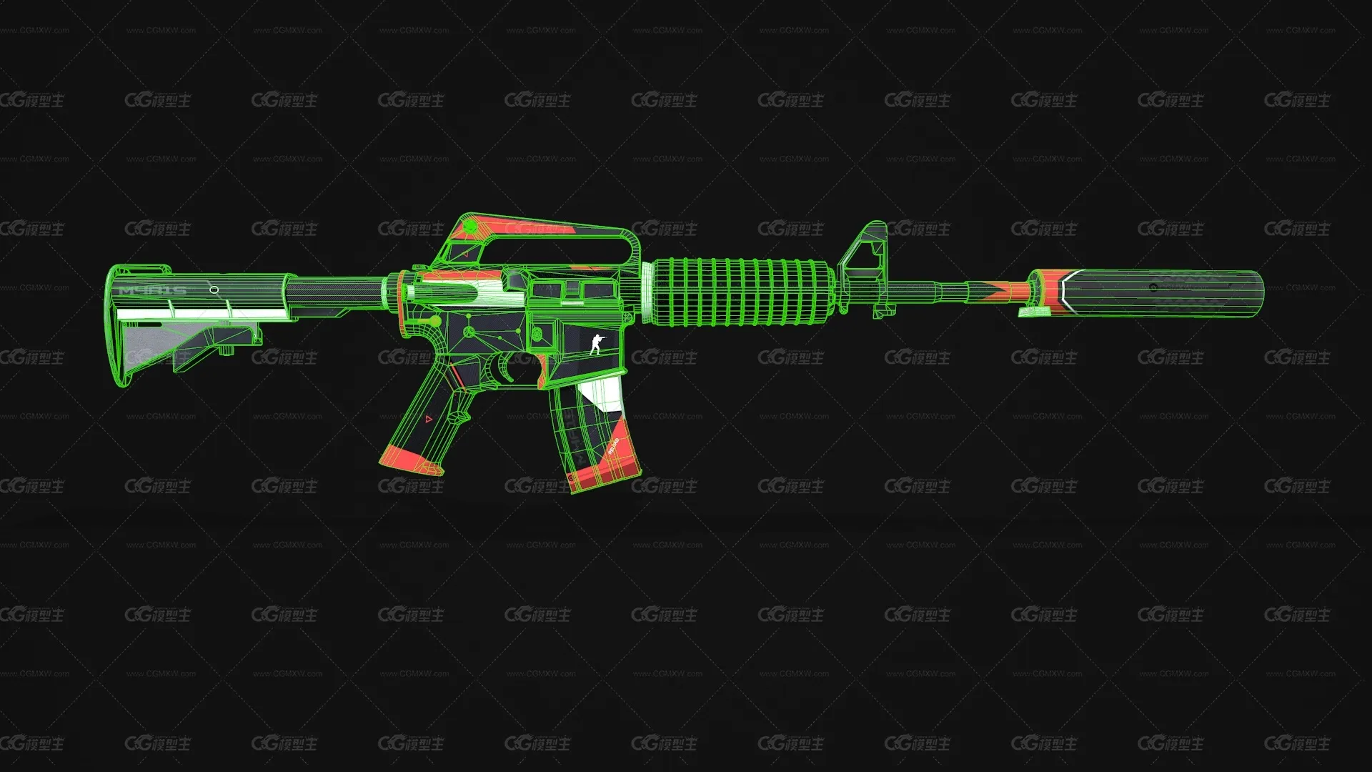 M4A1-S-Cyrex战斗步枪 卡宾枪 M4突击步枪 M4A1半自动步枪 CSGO枪皮肤 吃鸡绝地求生 武器涂装 枪涂装 游戏武器-4