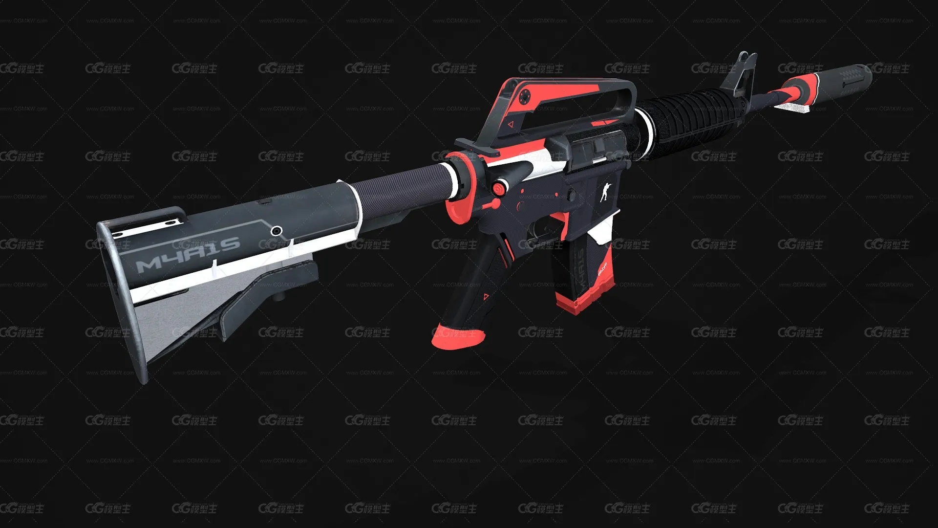 M4A1-S-Cyrex战斗步枪 卡宾枪 M4突击步枪 M4A1半自动步枪 CSGO枪皮肤 吃鸡绝地求生 武器涂装 枪涂装 游戏武器-3