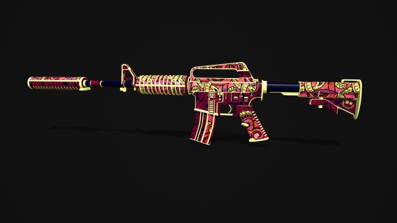 M4A1-S黄金战斗步枪 卡宾枪 M4突击步枪 M4A1半自动步枪 CSGO枪皮肤 吃鸡绝地求生 武器涂装 枪涂装 游戏武器