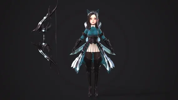 美女精灵射手女生 卡哇伊 少女小妹妹 公主 小萝莉 美少女战士 弓箭手 小精灵 可爱小女孩