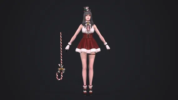 性感美女 女神 可爱女生 圣诞套装 萝莉 MMD 圣诞装 女装 圣诞女装 短裙  御姐