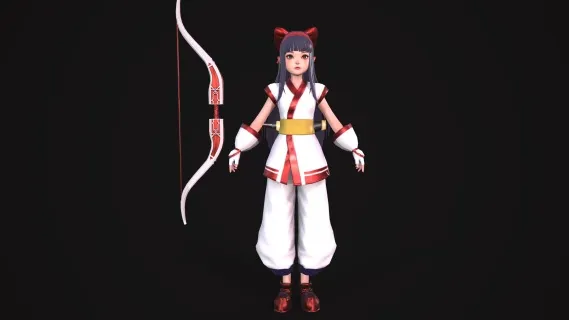 和服美少女 汉服 格斗服少女 女神 游戏人物角色 娜可露露 可爱女生 女孩 二次元弓箭手
