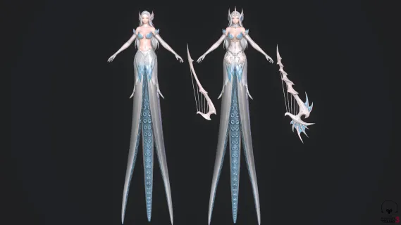 章鱼海女妖 海怪 水妖 水怪 章鱼妹 墨鱼小姐姐 美人鱼 日韩风 精灵女妖 美女带骨骼权重