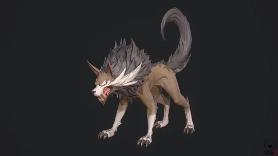 长鬃毛大型狼怪 魔幻森林 恶狼 野狼 恐怖 狼王 狼妖 妖怪 地狱犬
