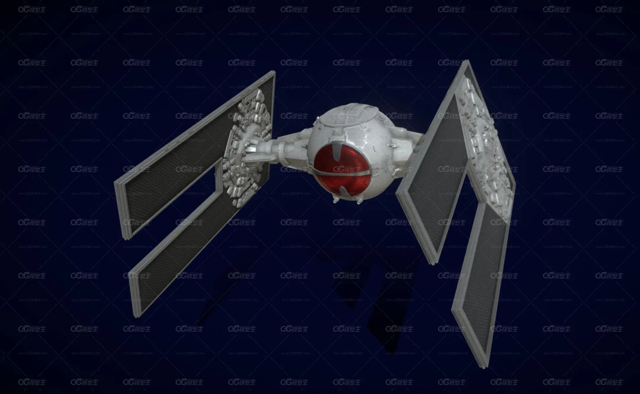 TIE-D星际战斗机 PBR次世代 钛战机 科幻战机 宇宙战舰 太空飞船-1