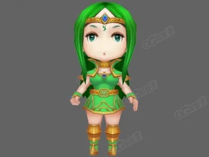 绿发绿衣女骑士