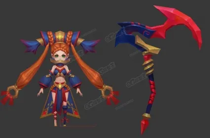 量手绘角色模型 武器模型 死灵 女死神 镰刀