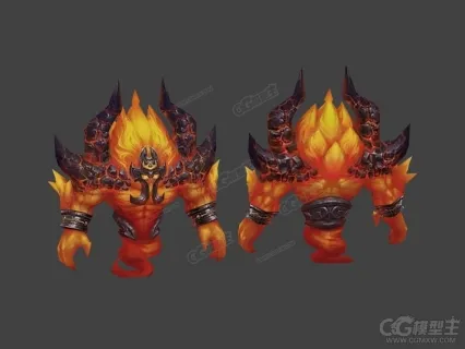 炎魔 石头怪 火魔怪3D游戏怪物模型