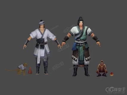 古代游戏男角色 杂耍 耍猴人 古代艺人 古代杂耍角色 3D游戏角色模型