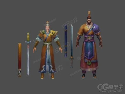 古代武侠 江湖道士 太极掌门 道士 剑客 古剑 老道士3D游戏角色模型