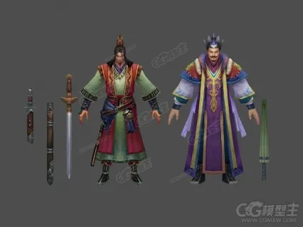 古代江湖侠客 武侠掌门人 剑客 壮士 武士 男侠客3D游戏角色模型