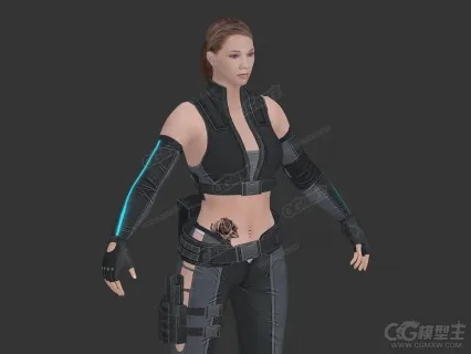 纹身美女特工游戏模型