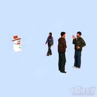 穿羽绒服的女人3D模型 欧美男人模型 建筑漫游人物模型