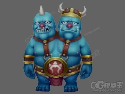 Q版双头怪3D游戏模型