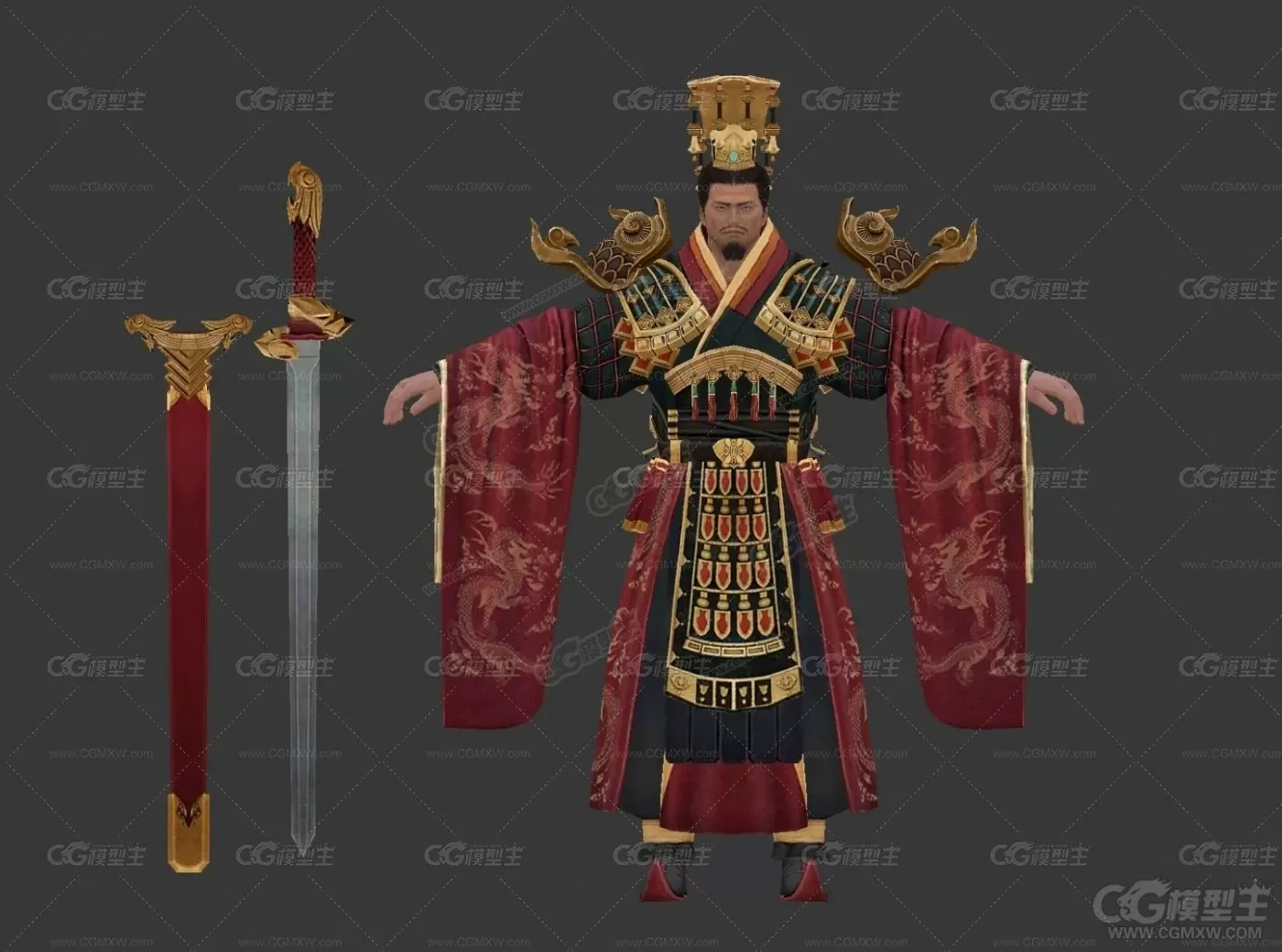 汉武帝3D游戏角色模型-1
