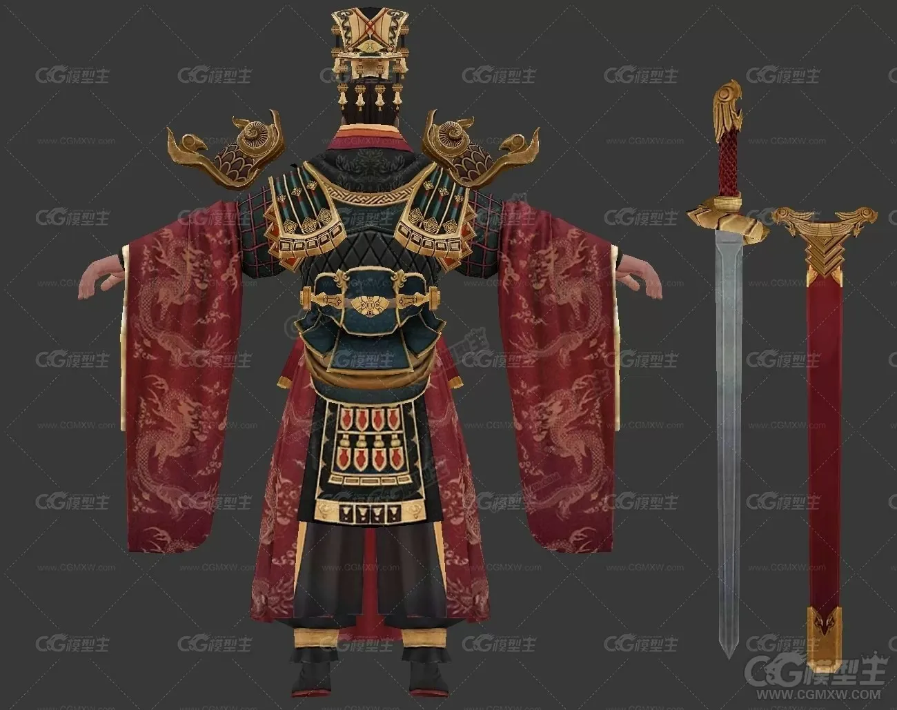 汉武帝3D游戏角色模型-2