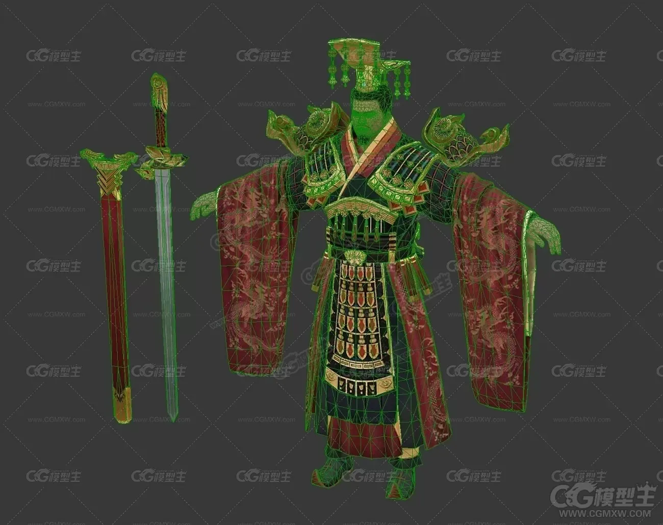 汉武帝3D游戏角色模型-3