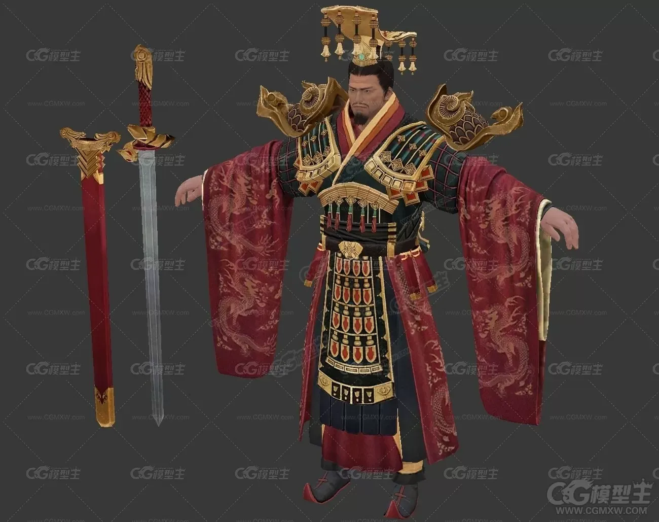 汉武帝3D游戏角色模型-4