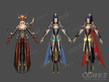 女人3D模型 古装美女模型 女战士 女侠 盔甲女战士 3D游戏人物模型
