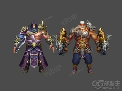 古装游戏角色 战士 壮汉 大将 士兵  3D游戏人物模型