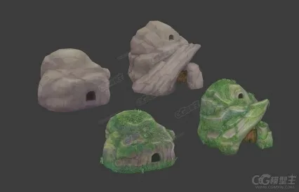 次世代石头洞房子 石头房子 3D游戏场景模型