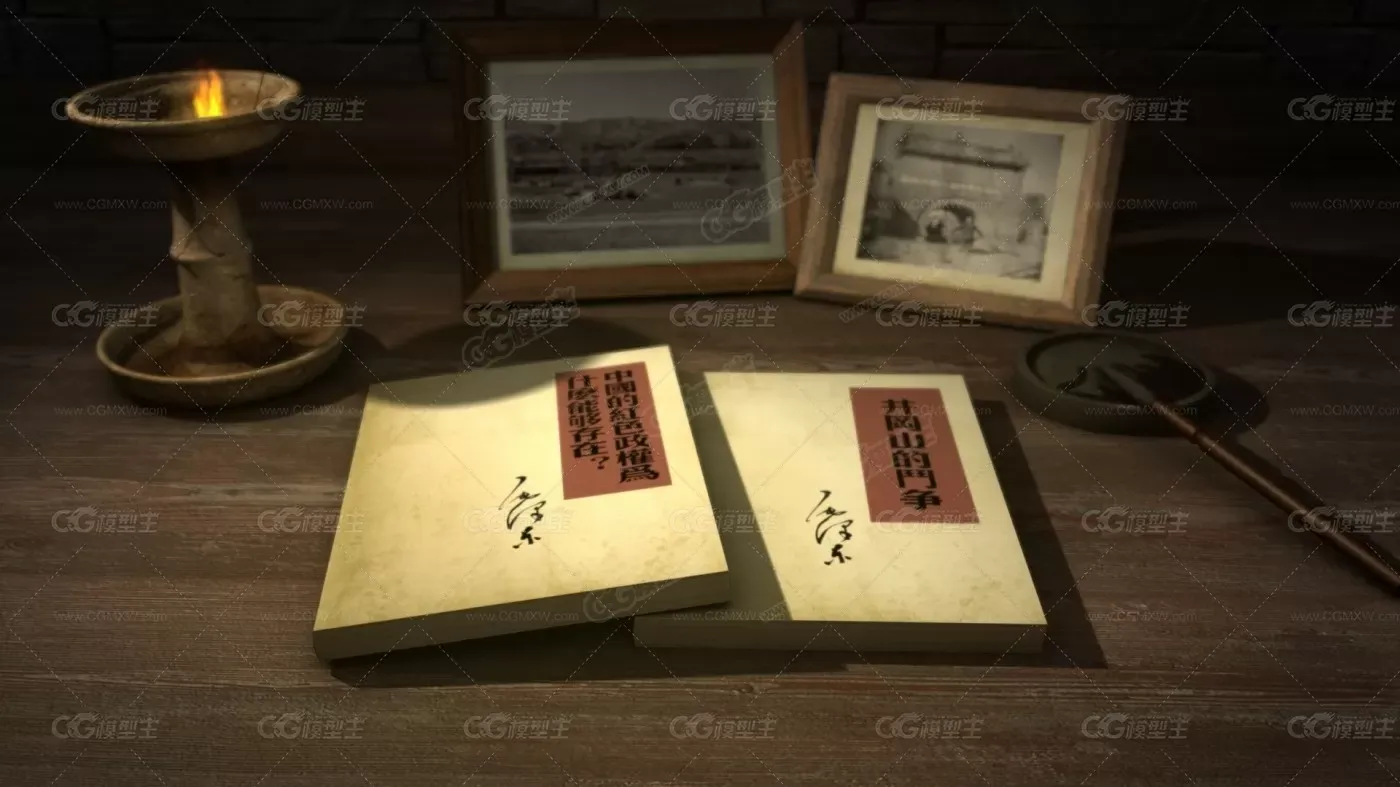 台灯，土灯，油灯，笔墨，复古桌面，抗战桌面，老桌面-1