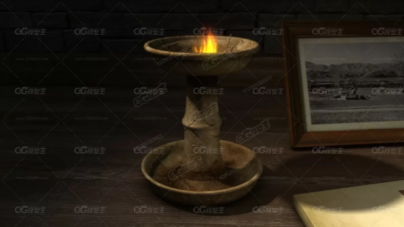 台灯，土灯，油灯，笔墨，复古桌面，抗战桌面，老桌面-5