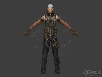 纹身男3D游戏角色模型