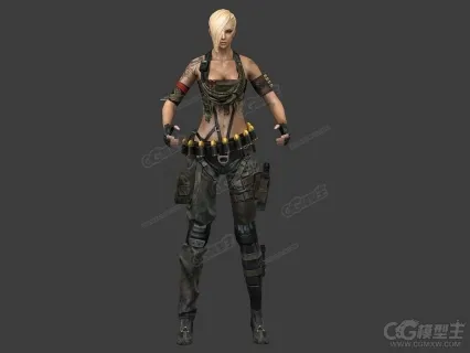 女特种兵3D游戏角色模型 女战士 女士兵 游戏美术资源