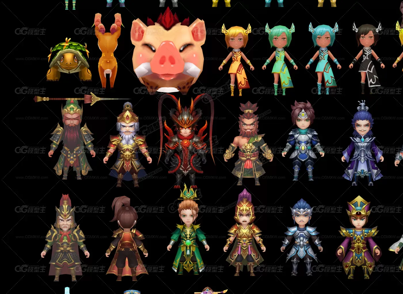 【Q版三国志】精美Q版三国全套角色模型送一个场景模型-4