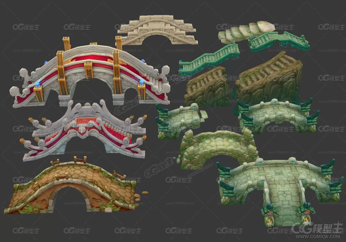 石桥3D模型 手绘贴图 游戏模型-2