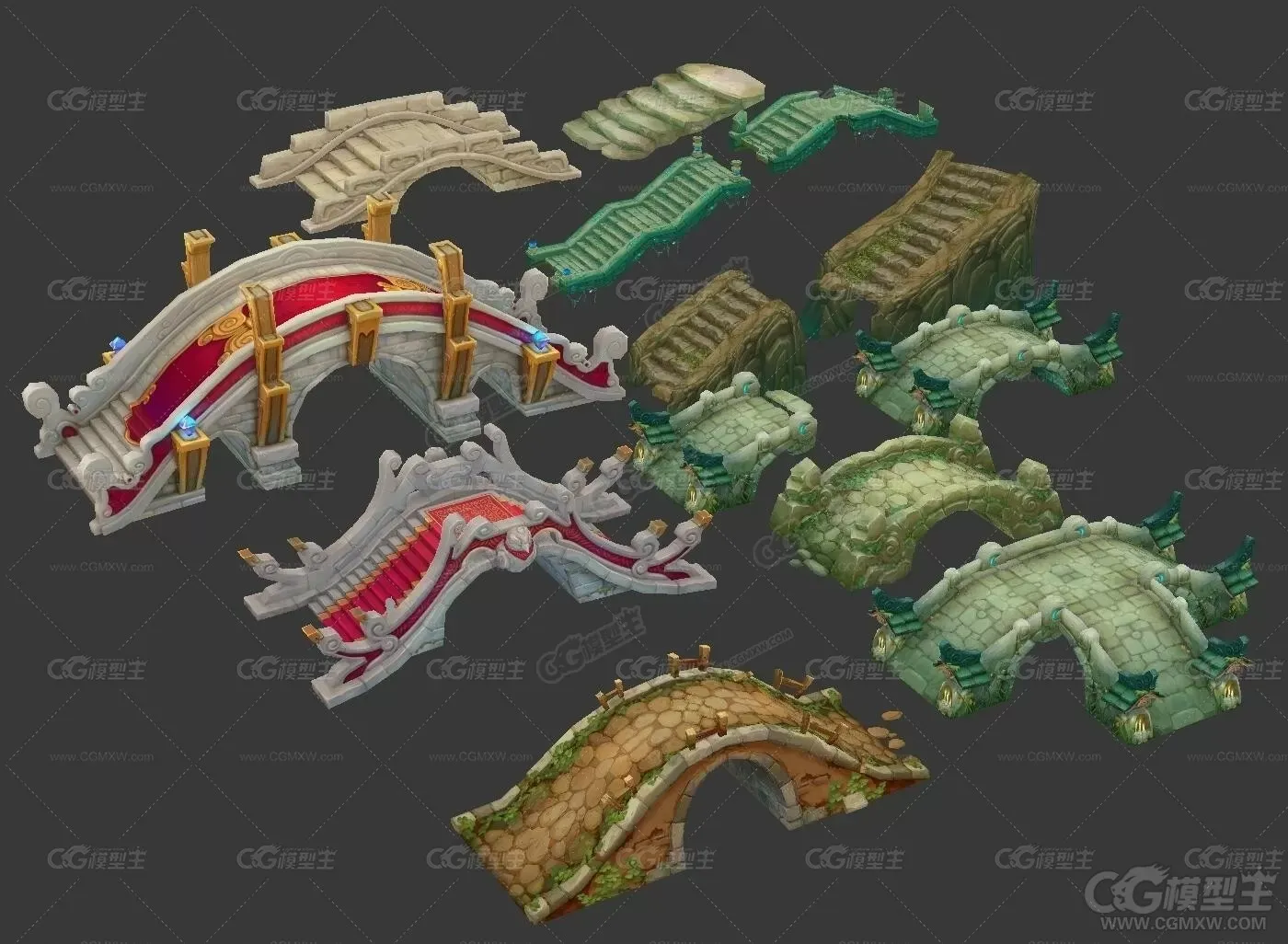 石桥3D模型 手绘贴图 游戏模型-1