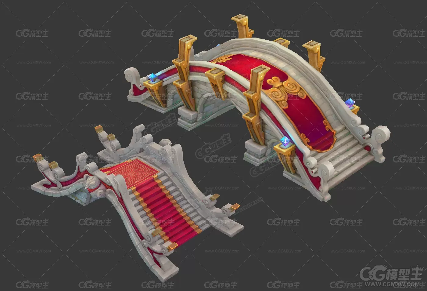 石桥3D模型 手绘贴图 游戏模型-3