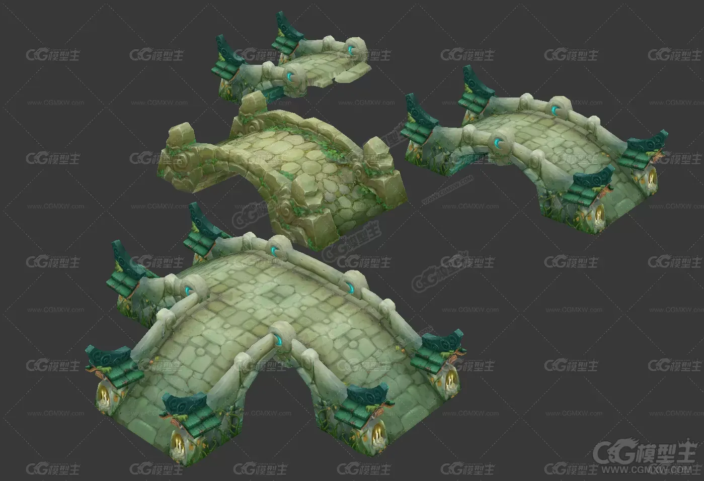 石桥3D模型 手绘贴图 游戏模型-4