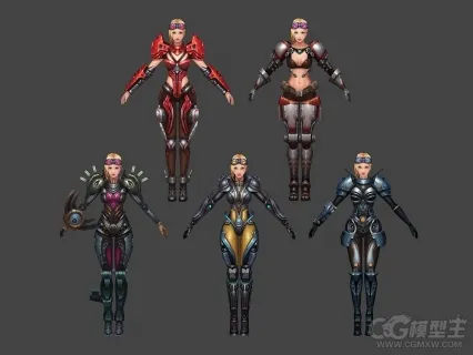 3D游戏女角色 女战士 女机甲 女武士模型