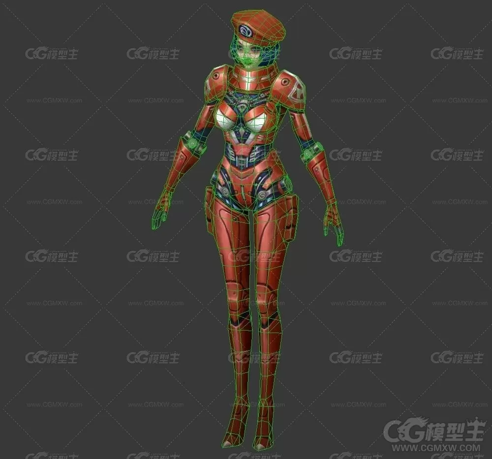 科幻女角色 机械女战士 女士兵 机甲战士3D游戏角色模型-2