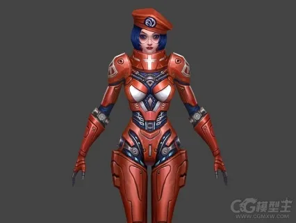 科幻女角色 机械女战士 女士兵 机甲战士3D游戏角色模型