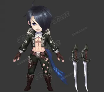 小战士 双刃刺客 小男孩3D游戏角色模型