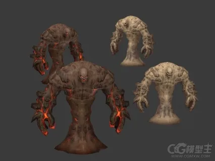 泥石怪 火焰怪 石头怪 怪兽 怪物3D游戏角色模型