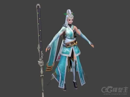 3D游戏魔幻仙侠女剑客 女武士 女侠女角色模型