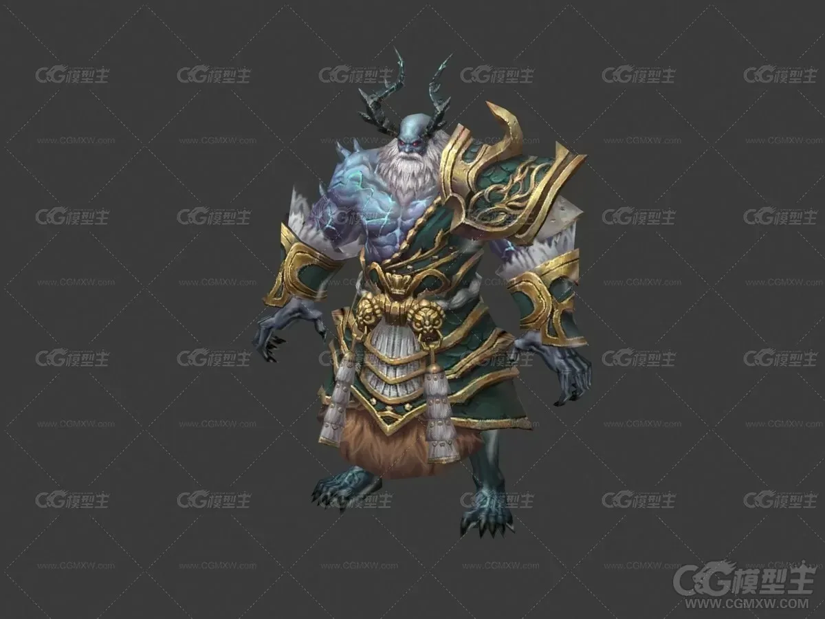 鹿角恶魔和尚3D模型-2