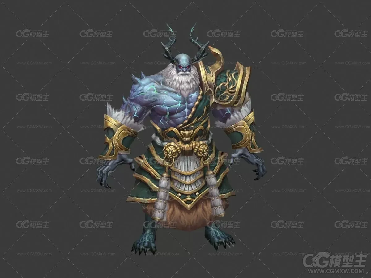 鹿角恶魔和尚3D模型-1